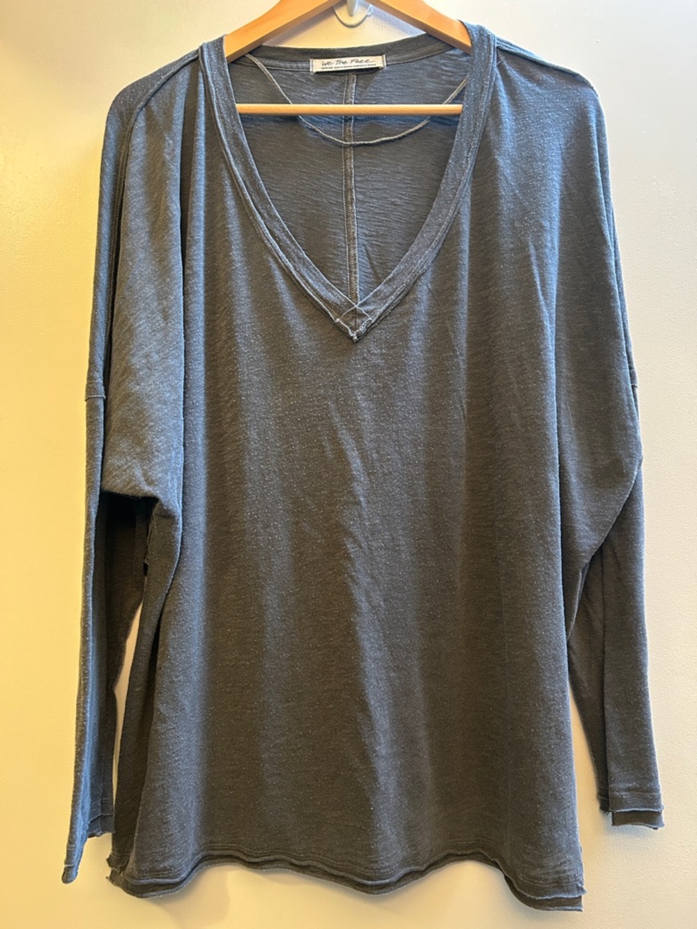We The Free V-Neck Long Sleeve Relaxed Fit Charcoal Top